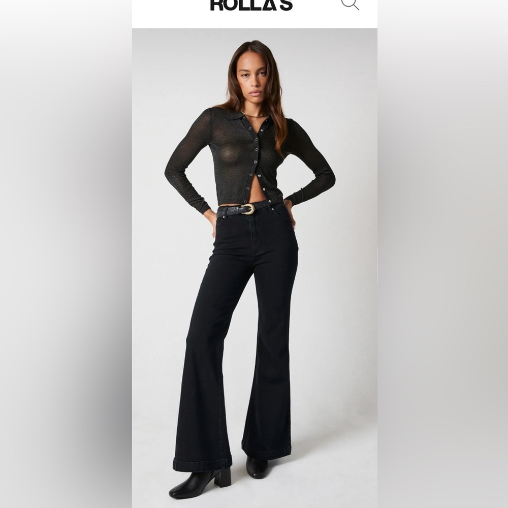 Rolla Eastcoast Flare high waisted jean in Black Cord